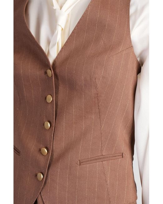 Gilet Giselle in lino Marrone di Tagliatore 0205 in Brown