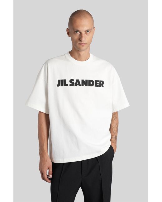 T-Shirt T-shirtcn ss in Cotone Bianco di Jil Sander in White da Uomo