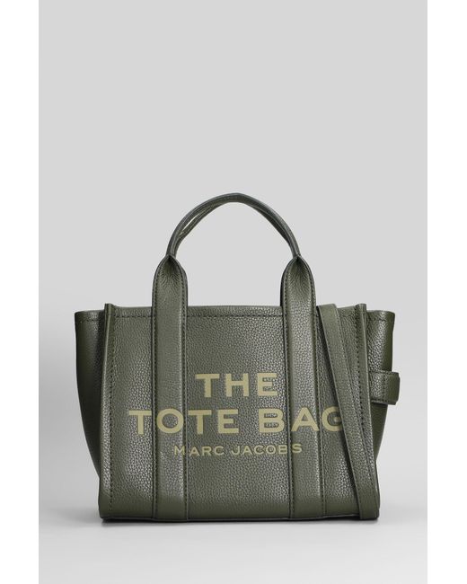 Marc Jacobs Gray The Small Tote Tote In Green Leather