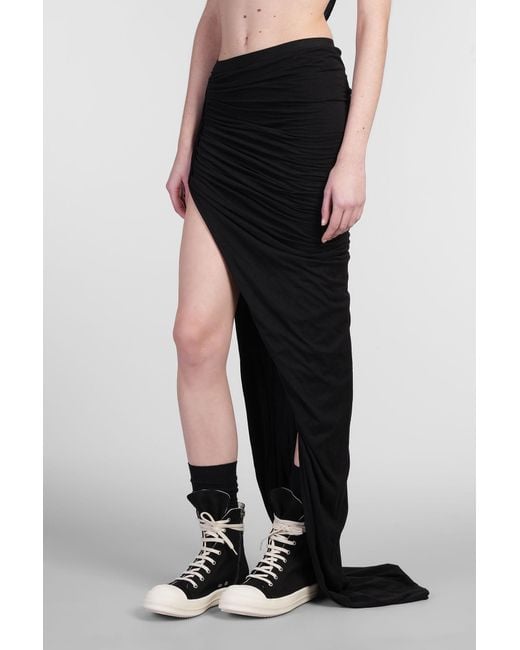 Gonna Soft edfu skirt long in Cotone Nero di Rick Owens in Black