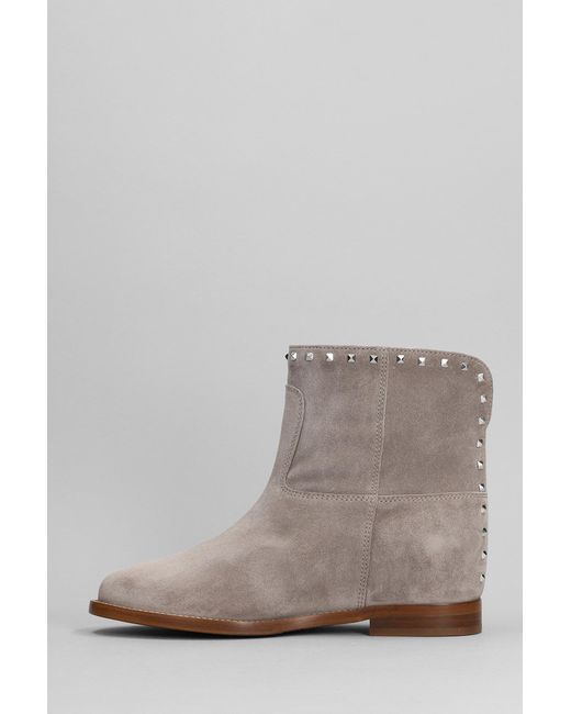 Via Roma 15 Gray Ankle Boots Inside Wedge In Taupe Suede