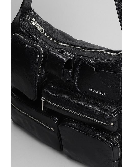 Borsa a spalla Superbusy in Pelle Nera di Balenciaga in Black da Uomo
