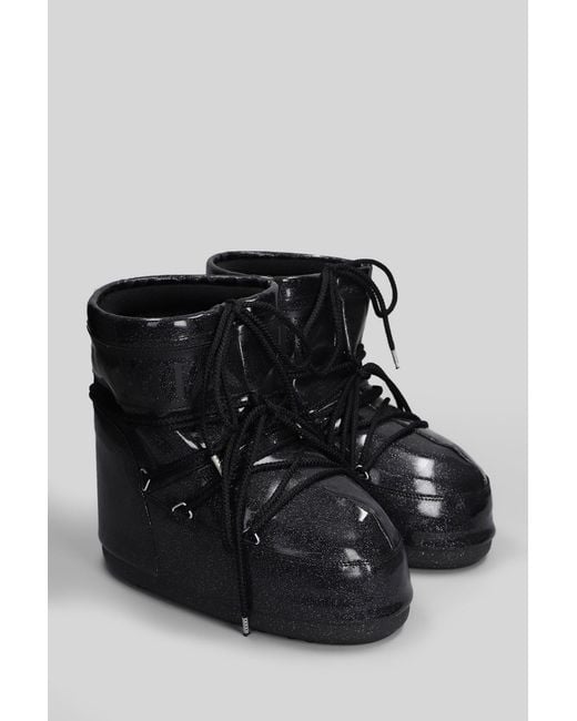 Moon Boot Black Icon Glitter Low Boots