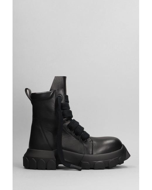 Anfibi Jumbolaced in Pelle Nera di Rick Owens in Black da Uomo