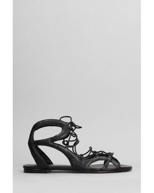 Carrano White Flats In Black Leather