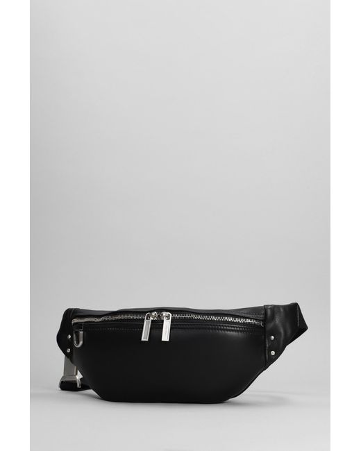 Rick Owens Gray Geo Bumbag Waist Bag In Black Leather for men