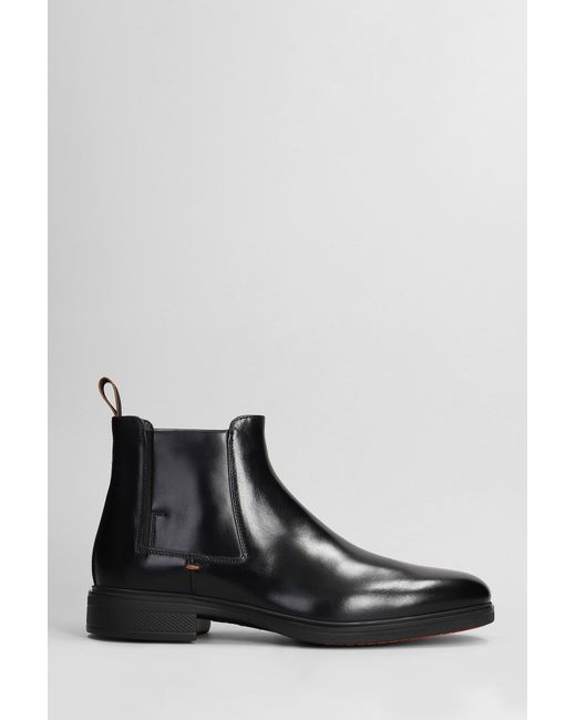 Tronchetti Easy onc ntgn01 in Pelle Nera di Santoni in Black da Uomo
