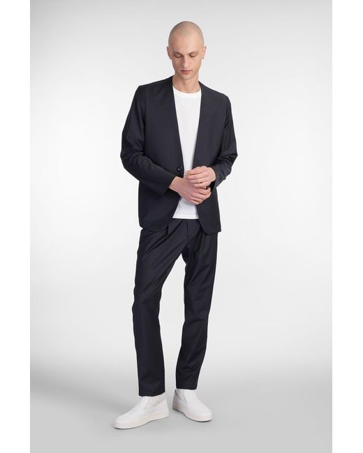 Attachment Black Pants In Blue Polyester for men