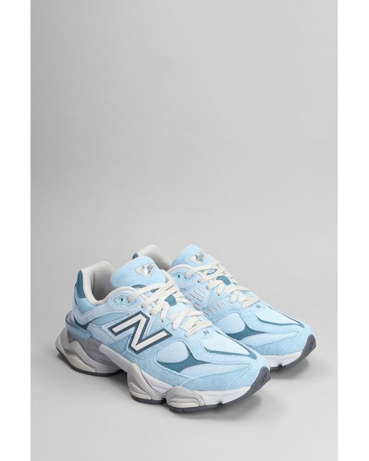 New Balance Blue 9060 Sneakers In Cyan Suede And Fabric