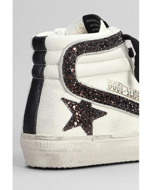 Sneakers Slide in Pelle Bianca di Golden Goose Deluxe Brand in White