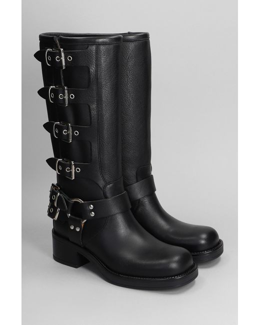 GISÉL MOIRÉ Windsor Low Heels Boots In Black Leather