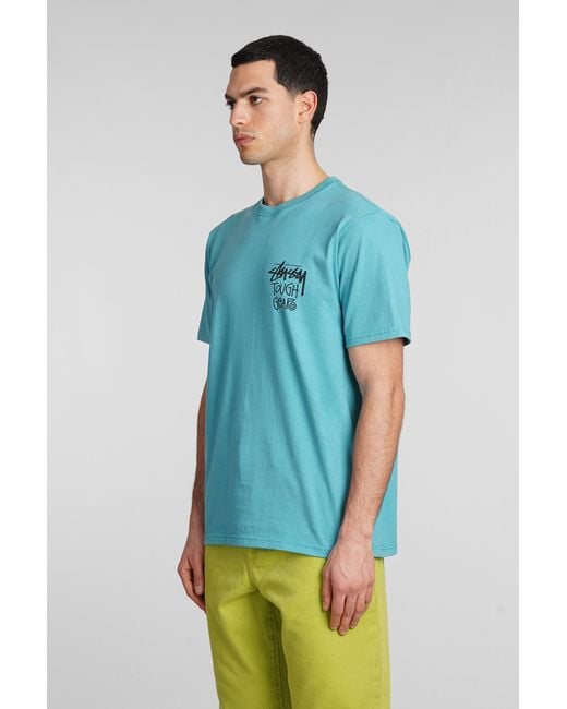 T-Shirt in Cotone Petrolio di Stussy in Blue da Uomo