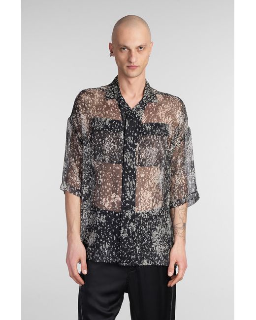 Camicia Magnum tommy shirt in Seta Nera di Rick Owens in Gray da Uomo