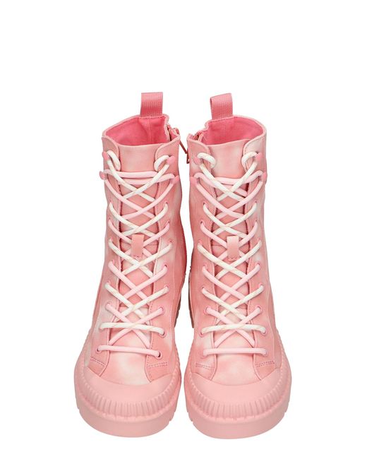 Anfibi in Tela Rosa di Versace Jeans Couture in Rosa Lyst