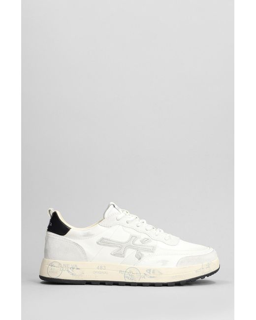 Premiata Nous Sneakers In White Suede And Leather for men