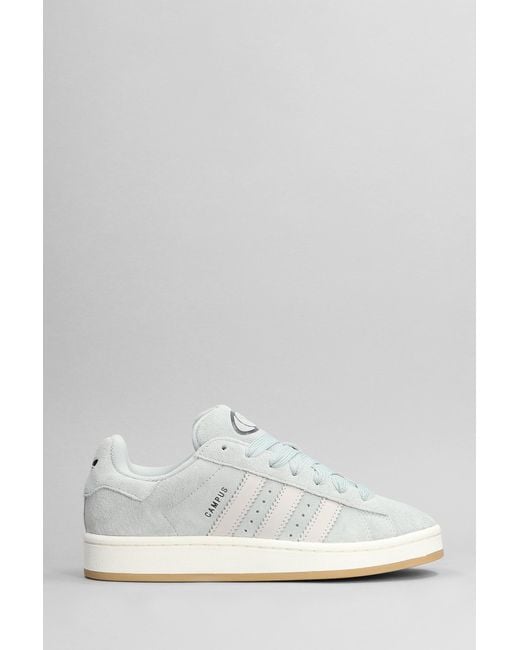 Adidas White Campus 00s Sneakers In Grey Suede