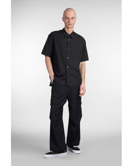 Camicia in Cotone Nero di Attachment in Black da Uomo