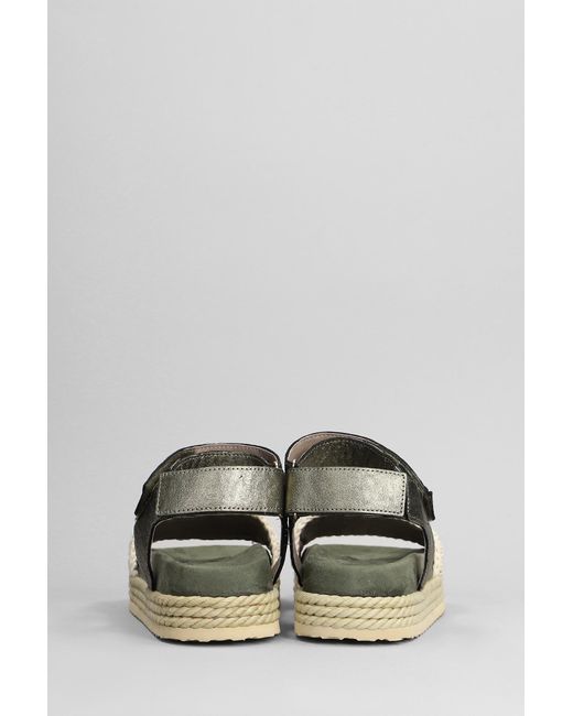 Mou Multicolor Rope Bio Sandal Flats In Green Suede And Leather