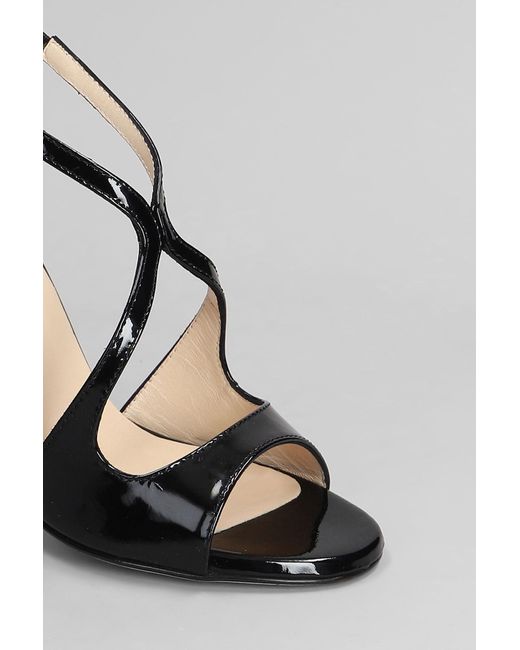 Anna F. Sandals In Black Patent Leather