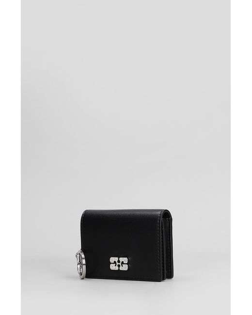 Portafoglio Bou flap in Pelle Nera di Ganni in Gray