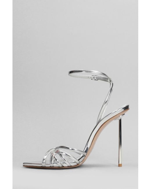 Le Silla Metallic Bella Sandals In Silver Leather