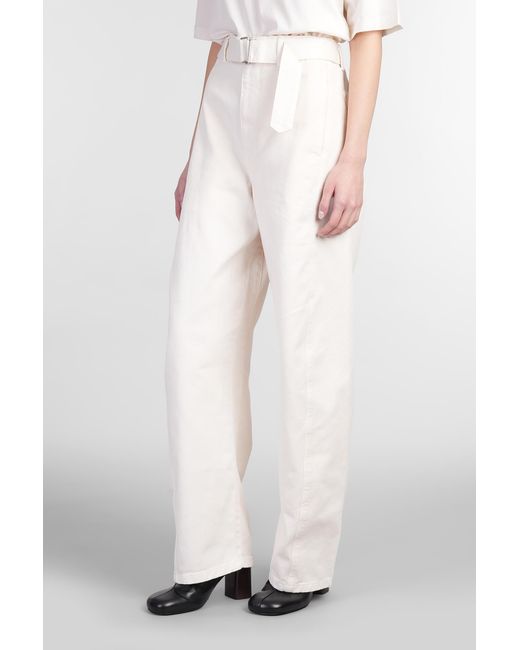 Pantalone in Cotone Beige di Lemaire in White