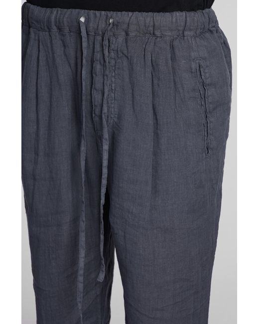 Massimo Alba Blue Keywest Pants In Black Linen for men