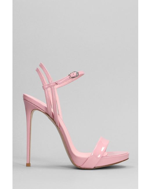 Le Silla Gwen Sandals In Rose-pink Patent Leather