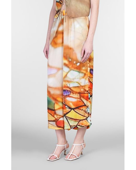 Yavi White Pants In Multicolor Polyamide Polyester
