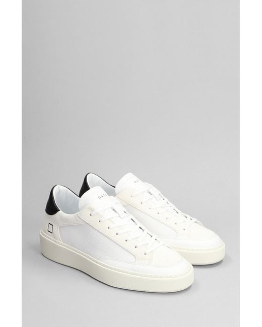 Date Levante Dragon Sneakers In White Suede And Fabric for men