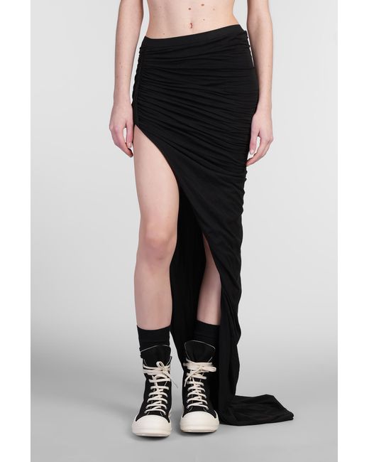 Gonna Soft edfu skirt long in Cotone Nero di Rick Owens in Black