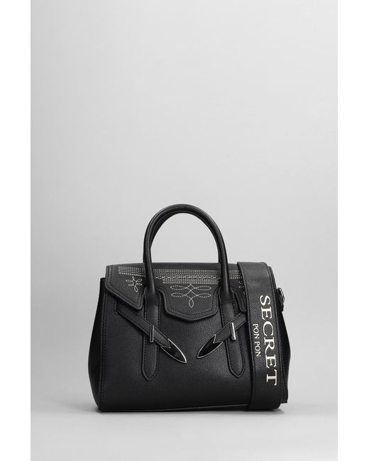 Secret Pon-pon Yalis Rodeo Small Hand Bag In Black Leather