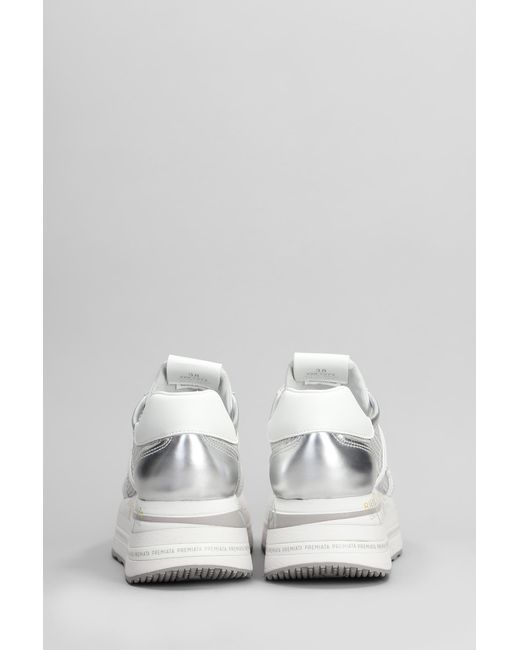 Sneakers Beth in pelle e tessuto Argento di Premiata in White