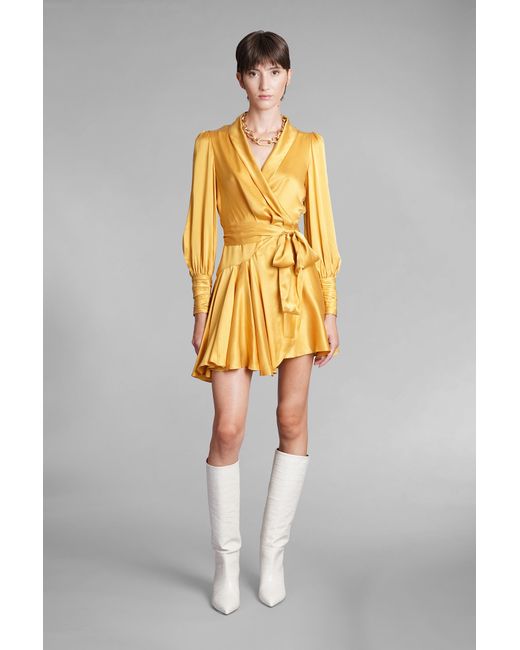 Zimmermann Dress In Gold Silk in Metallic Lyst