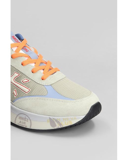 Sneakers Moerun in Camoscio e Tessuto Taupe di Premiata in White da Uomo