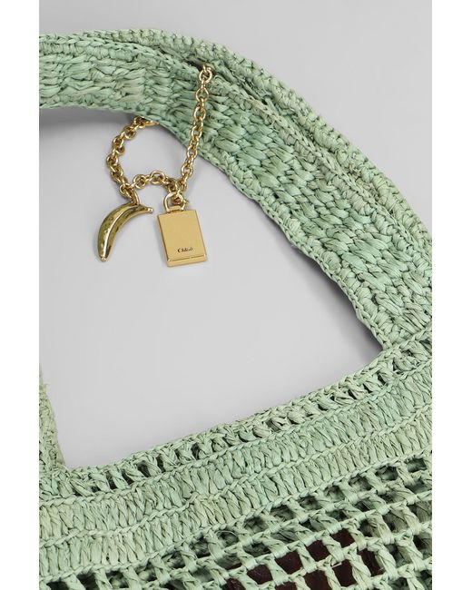 Tote Summer banana in rafia Verde di Chloé in Green