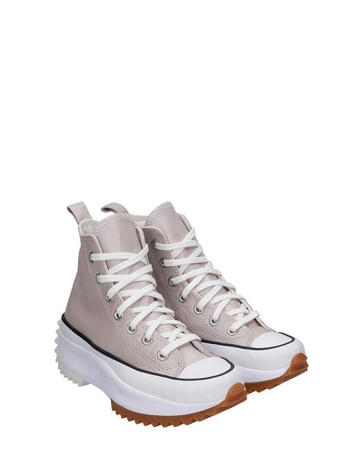 Converse Run Star Hike Sneakers In Beige Leather in Natural | Lyst