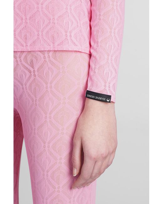 MARINE SERRE Topwear In Rose-pink Polyamide