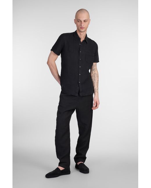 Camicia in lino Nero di 120 in Black da Uomo