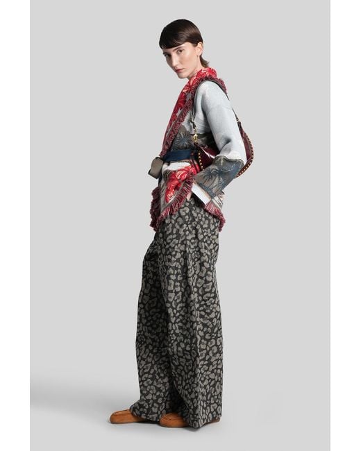 Alanui Black Pants In Grey Wool