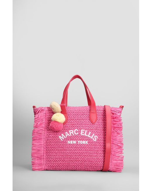 Marc Ellis Pink Buby St Josep M Shoulder Bag In Fuxia Raffia