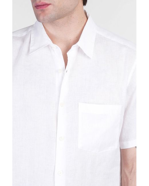 Camicia in lino Bianco di Theory in White da Uomo