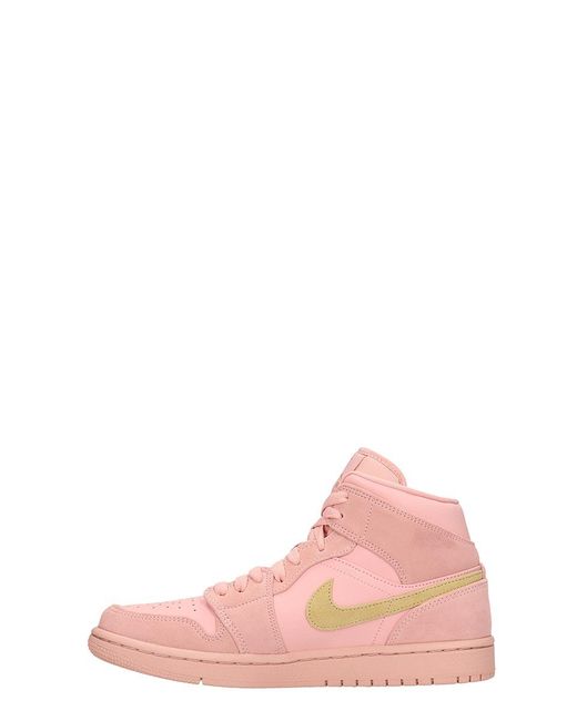 Nike pink air jordan 1 mid Air Jordan 1mid Sneakers In Rose-pink Suede And Leather for