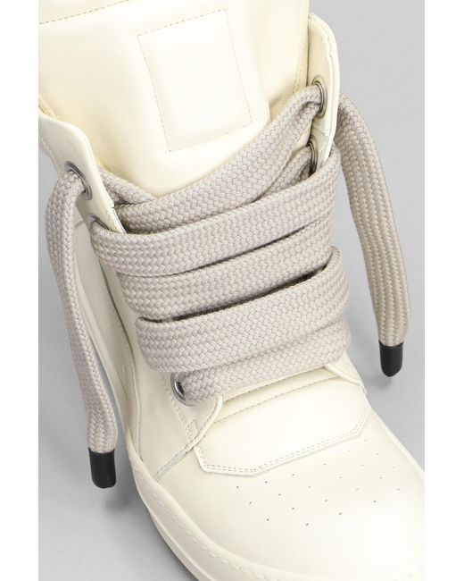 Rick Owens Natural Geobasket Sneakers In Beige Leather for men