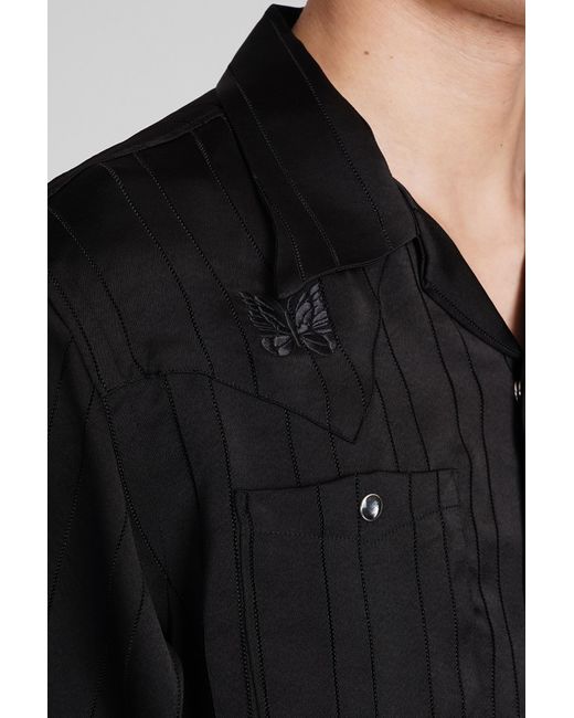 Camicia in Triacetato Nero di Needles in Black da Uomo