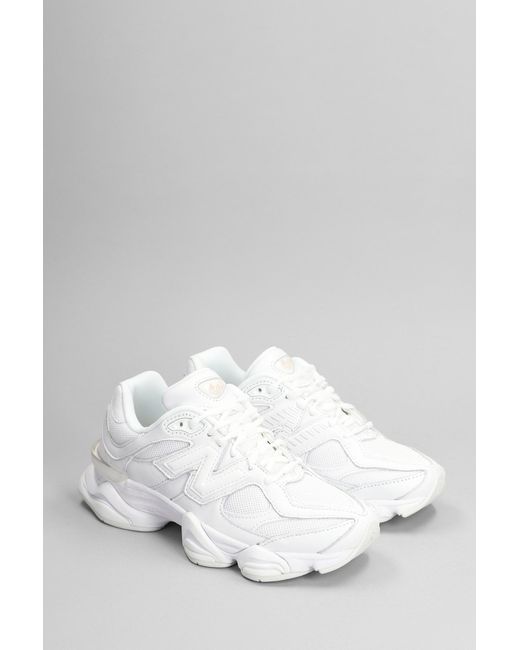 Sneakers 9060 in pelle e tessuto Bianco di New Balance in White