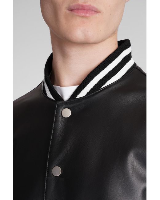 Low Brand Bomber In Black Leather for men