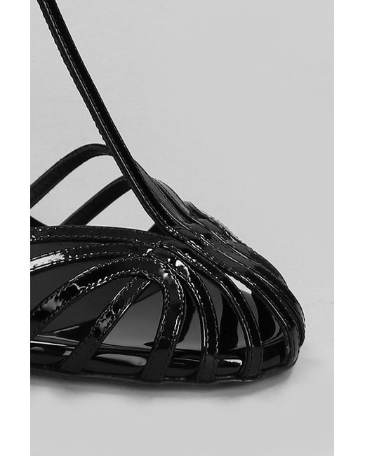ALEVI Stella 110 Sandals In Black Patent Leather