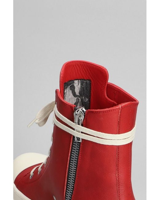 Sneakers Sneakers in Pelle Rossa di Rick Owens in Red da Uomo
