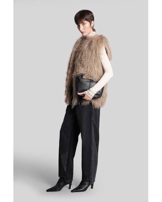 Halfboy Natural Fur & Shearling In Beige Polyester
